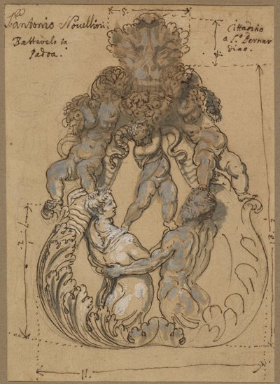Klepadlo na dveře s Tritonem, Nereidem a Puttim od Italian 17th or 18th Century