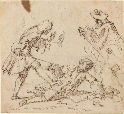 Tři muži bojují od Italian 17th or 18th Century