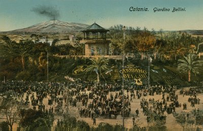 Bellini Garden, Catania, Sicílie. Pohlednice odeslána v roce 1913. od Italian Photographer