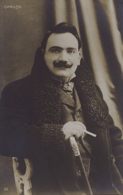 Enrico Caruso , italský operní zpěvák (černobílá fotografie) od Italian Photographer