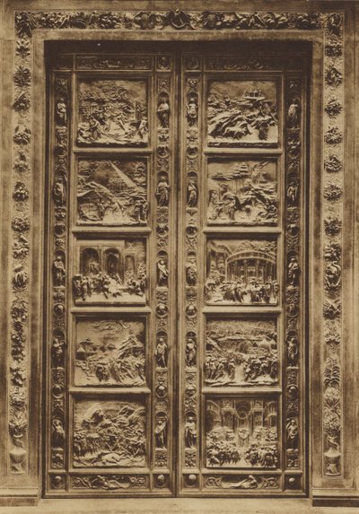 Firenze / Florence: Baptistery, The Main Door, Lorenzo Ghiberti (černobílá fotografie) od Italian Photographer