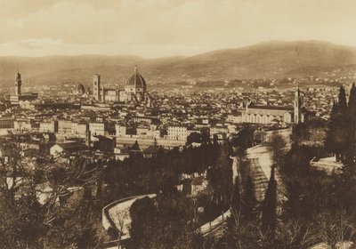 Firenze / Florencie: Panorama Florencie při pohledu z S Miniato al Monte (černobílá fotografie) od Italian Photographer
