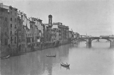 Florencie, pohled na Arno s mostem S Trinita (černobílá fotografie) od Italian Photographer