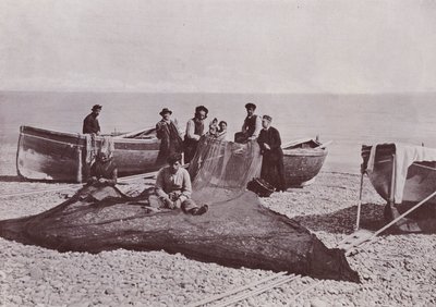 Itálie: Bordighera, pracující rybáři (č/b foto) od Italian Photographer