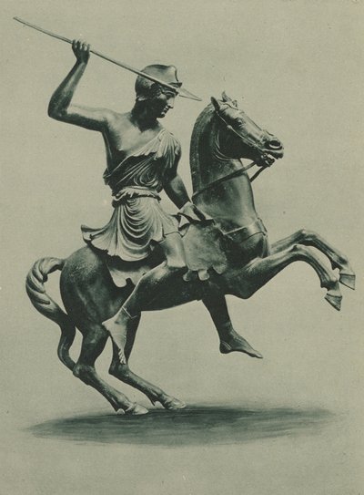 Římská socha Amazonky na koni nalezená v Herculaneu (čb fotografie) od Italian Photographer