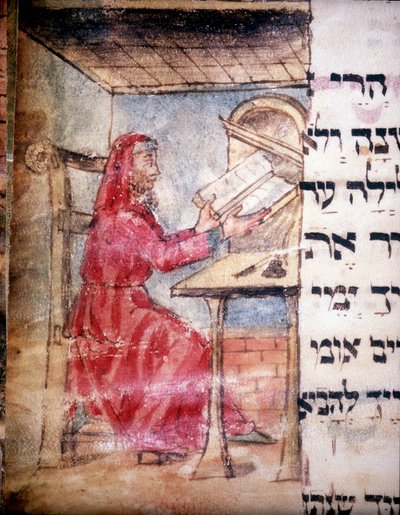 Židovský lékař u svého stolu (vellum) od Italian School