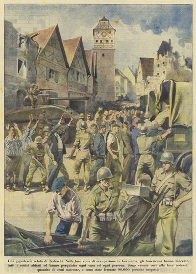 Obří nájezd Němců (barevná litografie) od Italian School