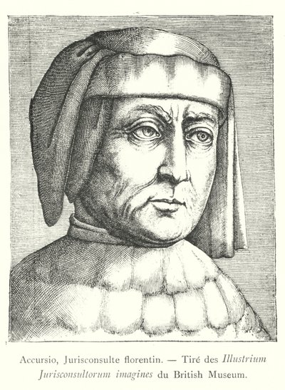 Accursio, Jurisconsulte Florentine, Tire des Illustrious obrázky právníků z Britského muzea (rytina) od Italian School