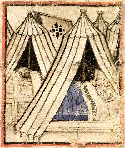 Add 15277 f.51 Izraelité se oddávají sexuální nemravnosti s moábskými ženami v jejich stanech, kolem 1350-99 (vellum) od Italian School