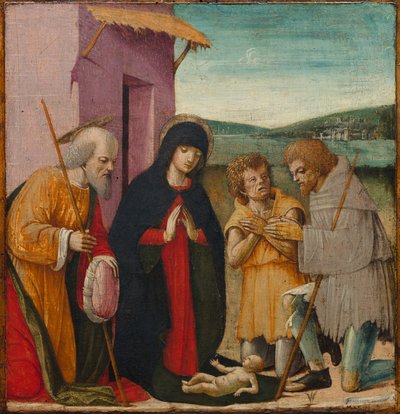 Klanění pastýřů, c. 1480-1500 (olej na dřevě) od Italian School