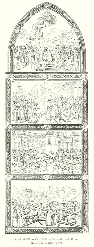 Agnolo Gaddi, pravá strana sboru Santa Croce, Historie svatého Kříže (rytina) od Italian School