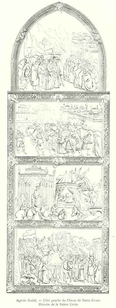 Agnolo Gaddi, levá strana sboru Santa Croce, Historie svatého Kříže (rytina) od Italian School