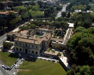 Letecký pohled na Villa Giulia v Římě, Itálie od Italian School