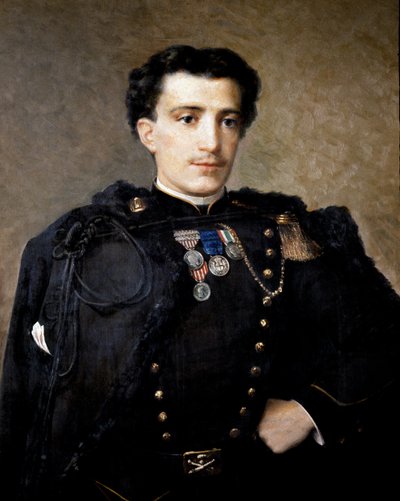 Alfredo Savio, dělostřelecký důstojník, účastník války za nezávislost v letech 1859-60 (olej na plátně) od Italian School