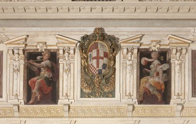 Alegorické figury a erb rodu Marino od Italian School