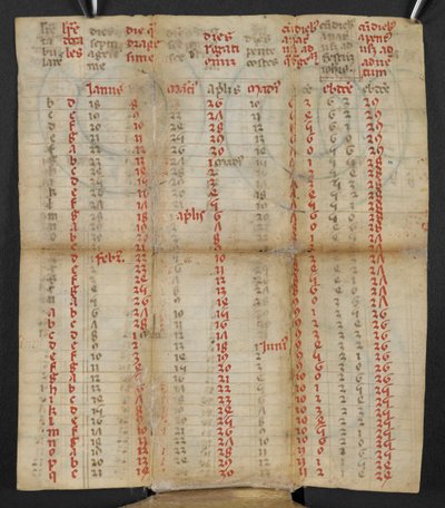 Italialainen taitettava kalenteri tammi-marraskuulle, n. 1381 od Italian School
