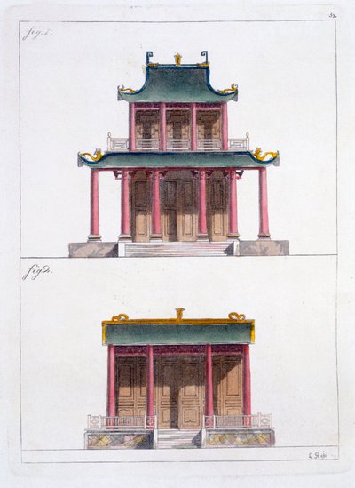 Oblouk Ke Koo Fu v Kantonu, přední a boční, cca 1820-30s od Italian School