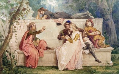 Ariosto a Tiziano (akvarel na papíře) od Italian School
