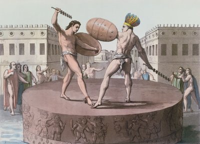 Aztéčtí válečníci v boji na Cuauhxicalli, kolem roku 1820 od Italian School