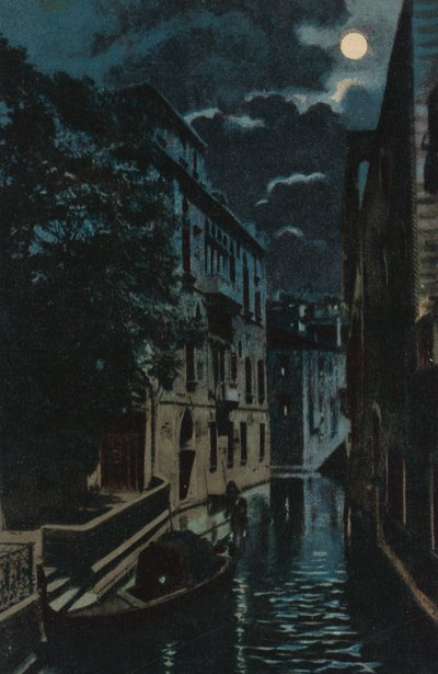 Zadní kanál, Benátky (barevná litografie) od Italian School