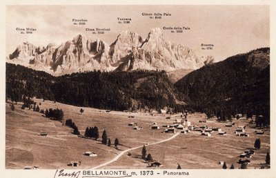 Bellamonte, vesnice Predazzo, pohlednice, Trentino-Alto Adige, Itálie, 20. století od Italian School