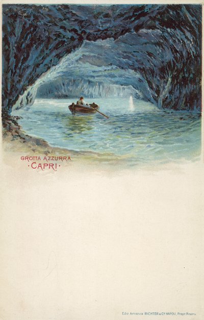 Modrá jeskyně, Capri (barevná litografie) od Italian School