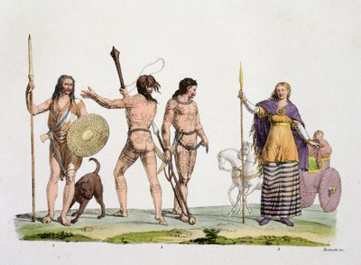 Britové, Kaledonci a královna Boadicea, deska 4 z Historie národů (akvatinta) od Italian School