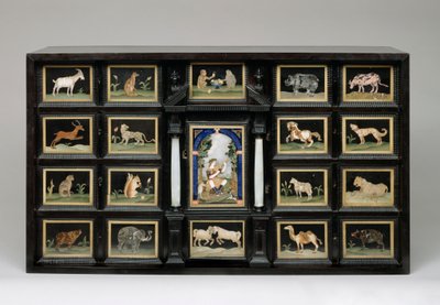 Skříň, cca 1620 (výplně z hruškového dřeva, ebenu, alabastru a pietre dure) od Italian School