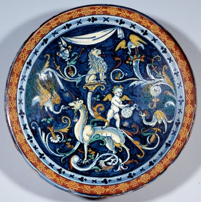 Fajánsový pohár Cafaggiolo zdobí fantastická zvířata. 1510-1520 Paříž, muzeum Louvre od Italian School
