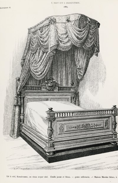Postel s nebesy, Mercier Freres, Paříž, ilustrace z L