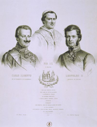 Charles Albert, Pius IX a Leopold II, 1848 od Italian School