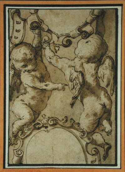 Cherubové, počátek 17. století (pero, inkoust a mytí na papíře) od Italian School
