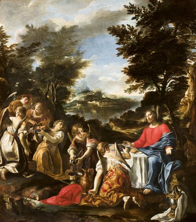 Kristus obsluhovaný anděly, cca 1650-1700 od Italian School