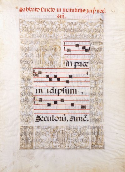 Kristus u bran pekel nese prapor vzkříšení a natahuje se, aby zachránil duše, Adam a Eva za nimi, kolem roku 1550 od Italian School