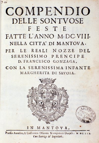 Letopisy popisující oslavy organizované v Mantově princem z Gonzagy (1608) od Italian School