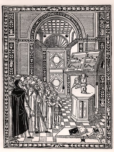 Kostelní sbor, ilustrace z Practica Musicae od Franchina Gaffuria (1451-1522), vydáno v Benátkách 1512 od Italian School