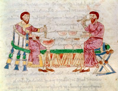 Codex 132 Livre 22 Chap.1 The Meal, from De Universo od Rabanuse Mauruse (c.780-856) 1023 od Italian School
