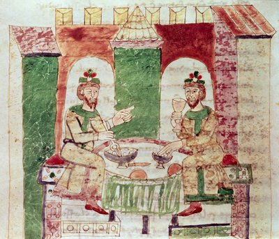 Codex 142 Livre 16 Chap.4 The Table of the Rich, from De Universo by Rabanus Maurus (c.780-856) 1023 od Italian School