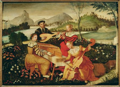 Koncert na venkově: instrumentální hudba ... (malba na plátně) od Italian School