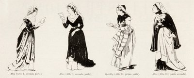 Kostýmy z Verdiho opery Falstaff, z Lillustrazione Italiana, XX, N. 8, 19. února 1893 od Italian School