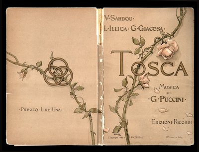 Obálka, Libretto della Tosca od Giacoma Pucciniho, edice Ricordi, Itálie od Italian School