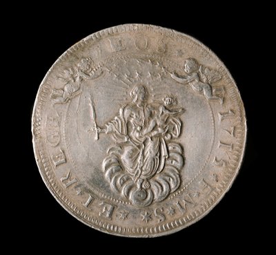 Měna republiky genů: stříbrná mince šest Ecus. Průměr 61,5 mm. 1715. Přední. Genes Musei di Strada Nuova (inv, M7156) od Italian School