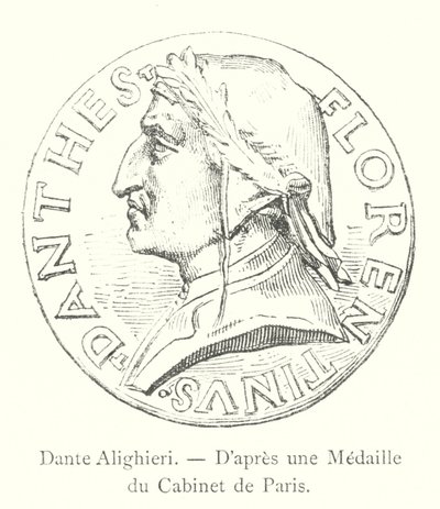 Dante Alighieri, po medaili kabinetu Paříže (rytina) od Italian School