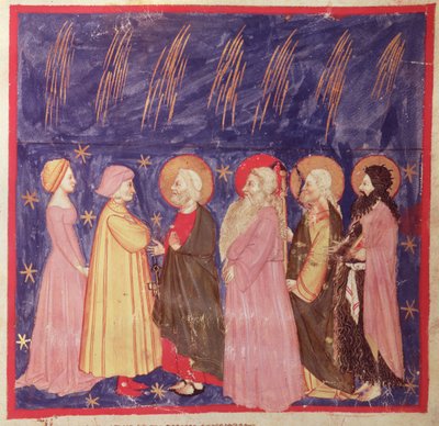 Dante a Beatrice se svatými z ráje, z Božské komedie od Dante Alighieriho (1265-1321) od Italian School