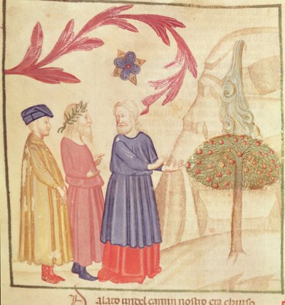 Dante a Virgil (70-19 př.nl) v pozemském ráji, z Božské komedie od Dante Alighieriho (1265-1321) od Italian School
