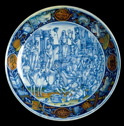 Decoree deska, která představuje alegorii Selene, bohyně měsíce v řecké mytologii. Z Faenzy, kolem 150. Florencie Musee du Bargello. (Florencie, Národní muzeum Bargello) od Italian School