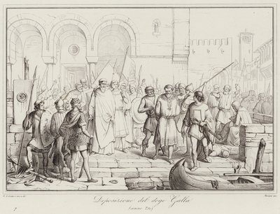 Deposition of Doge Galla, 750 (rytina) od Italian School