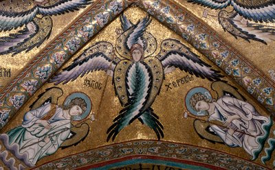 Detail anděla z klenby apsidy (mozaika) od Italian School