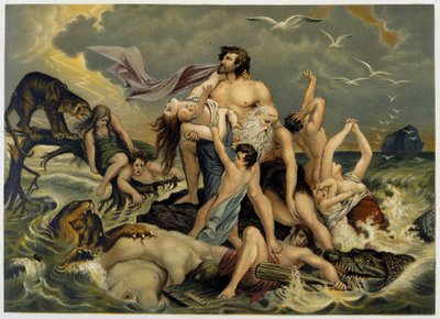 Déluge - v „Zlatá klasická bible: historie božského zjevení ve starověku a v novém úsilí“ ” od Giovanniho Ladislao Sykory (sv. 1), přeložil Don Clemente Benetti. (italská bible) od Italian School