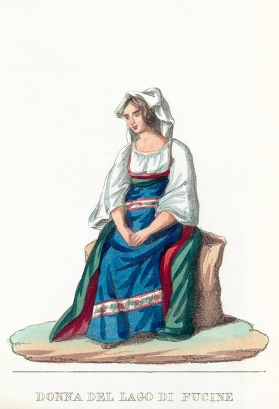 Donna Del Lago Di Fucine (barevná rytina) od Italian School